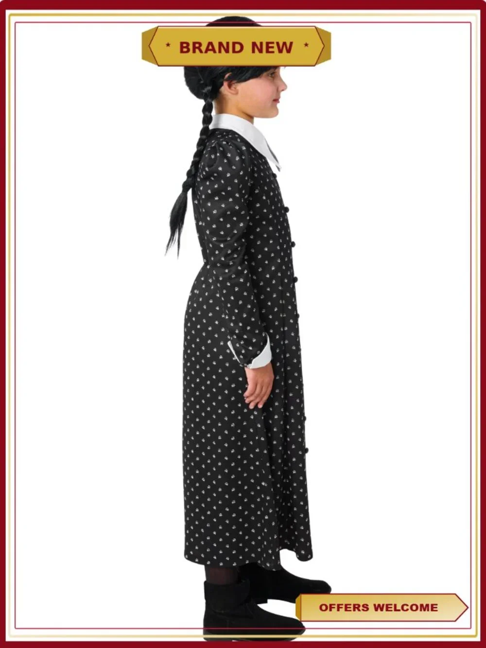 Wednesday Addams Costume Dress Girls L 10/12 Halloween Cosplay Dress Up